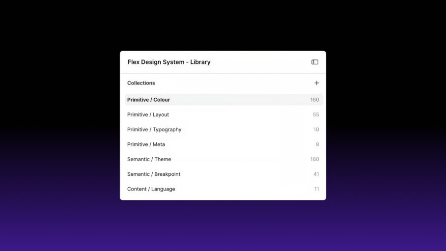 Screenshot of the Figma interface showing the variable collection dropdown menu