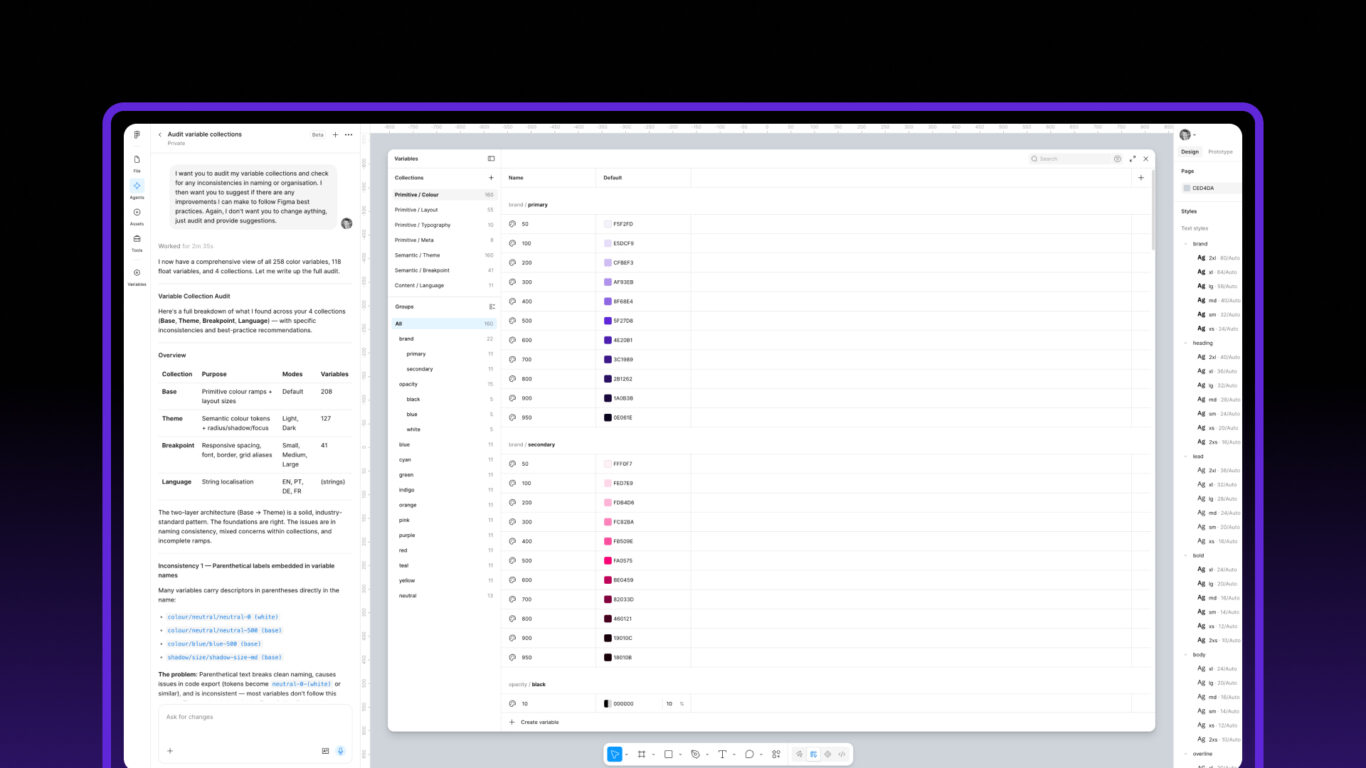 Testing an AI design agent with Flex Design System in Figma
